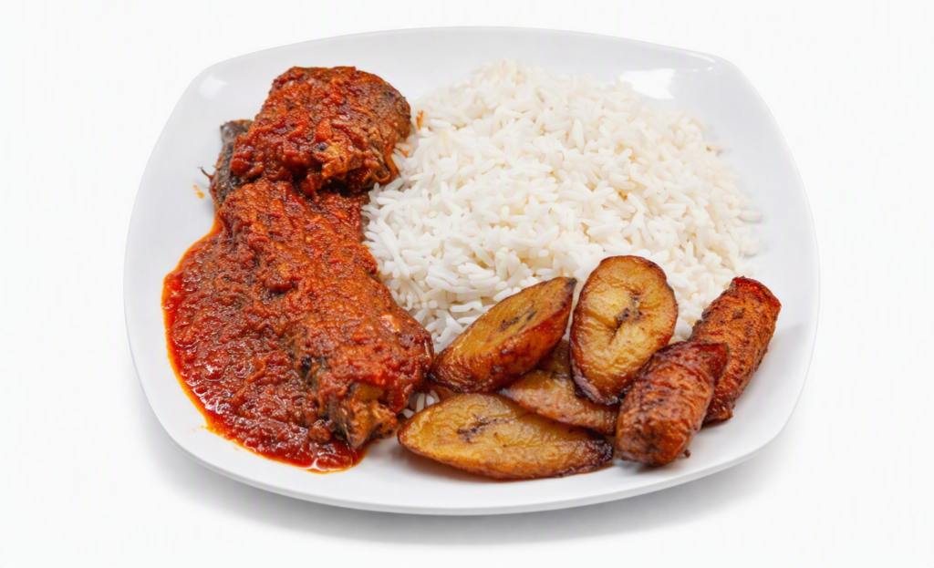 White Rice And Fried Plantain