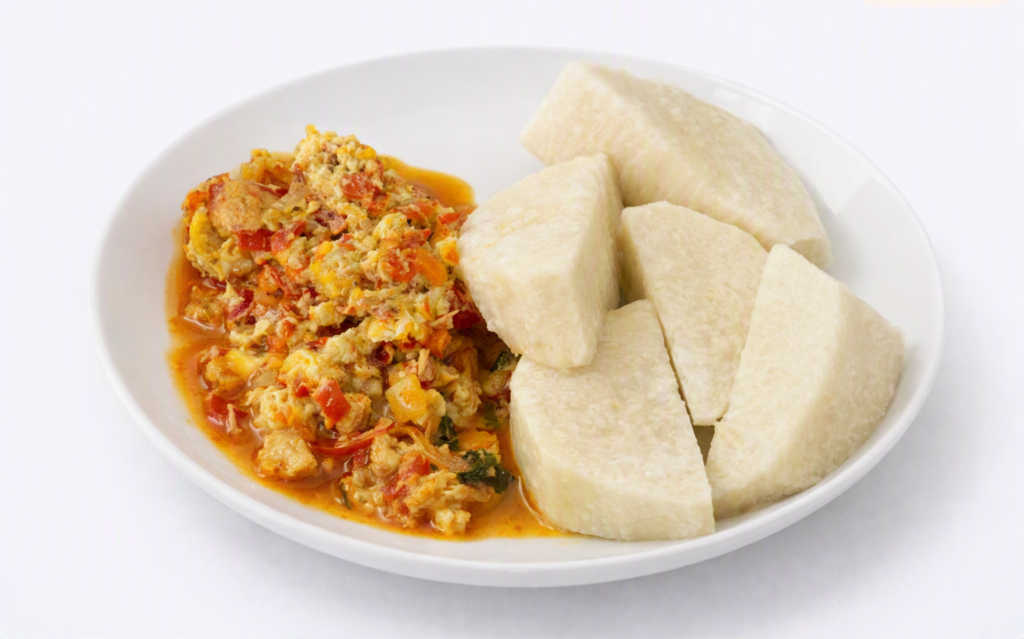 Boiled Yam with Egg Sauce