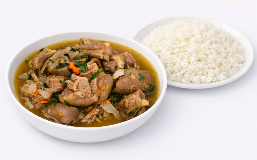 Goat Meat Pepper Soup with White Rice