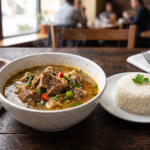 Goat Meat Pepper Soup with White Rice