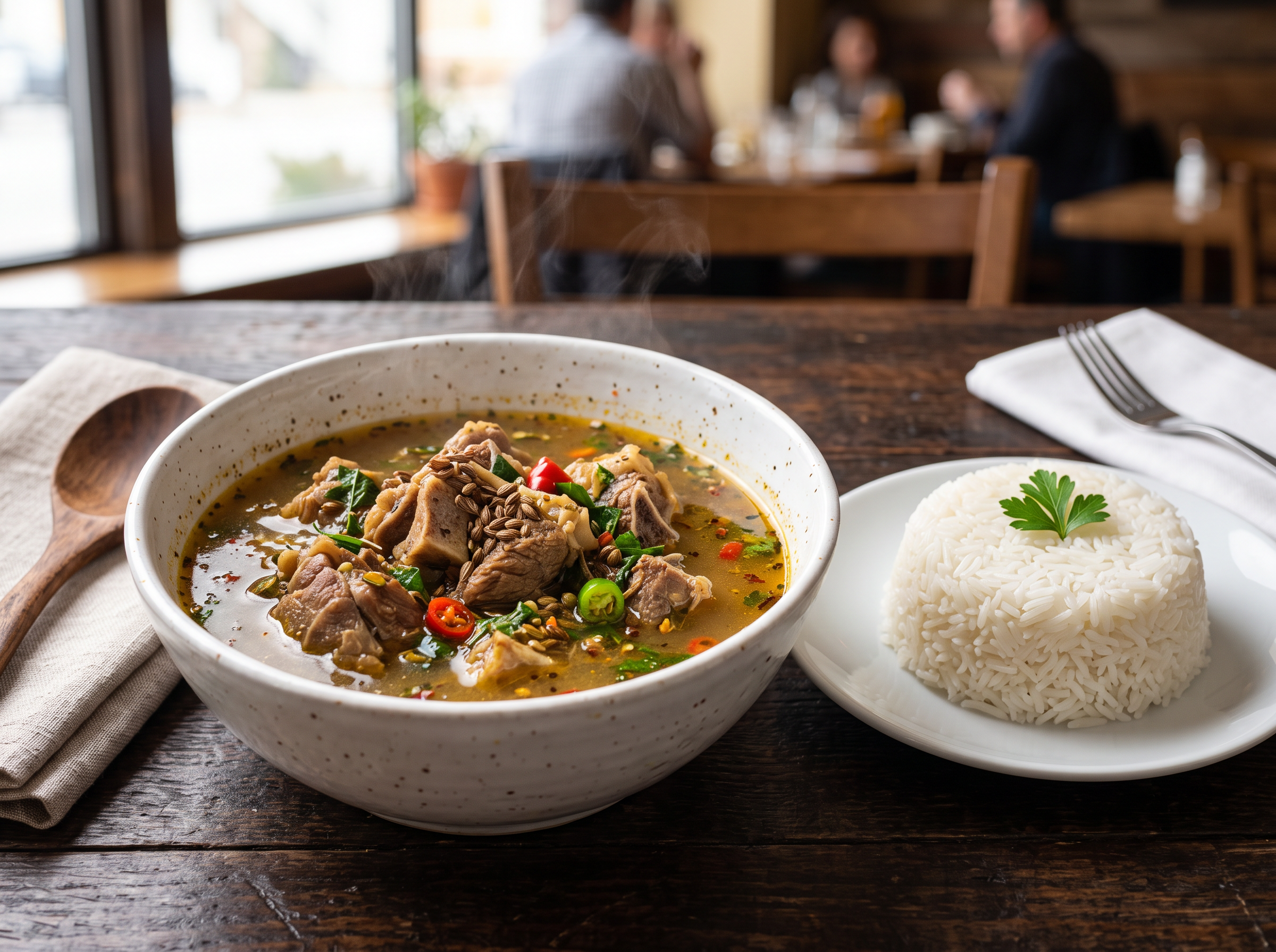 Goat Meat Pepper Soup with White Rice
